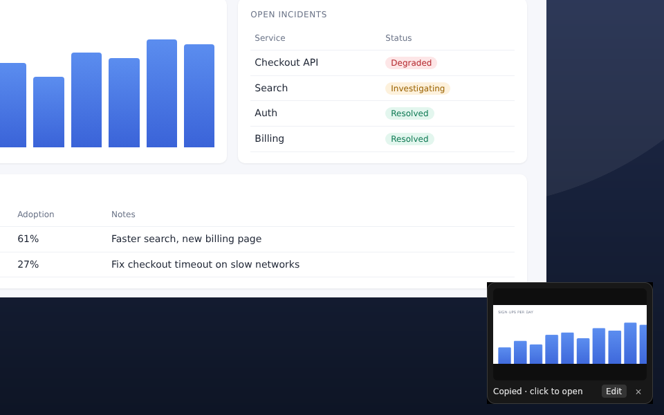 The quick-access preview after a capture
